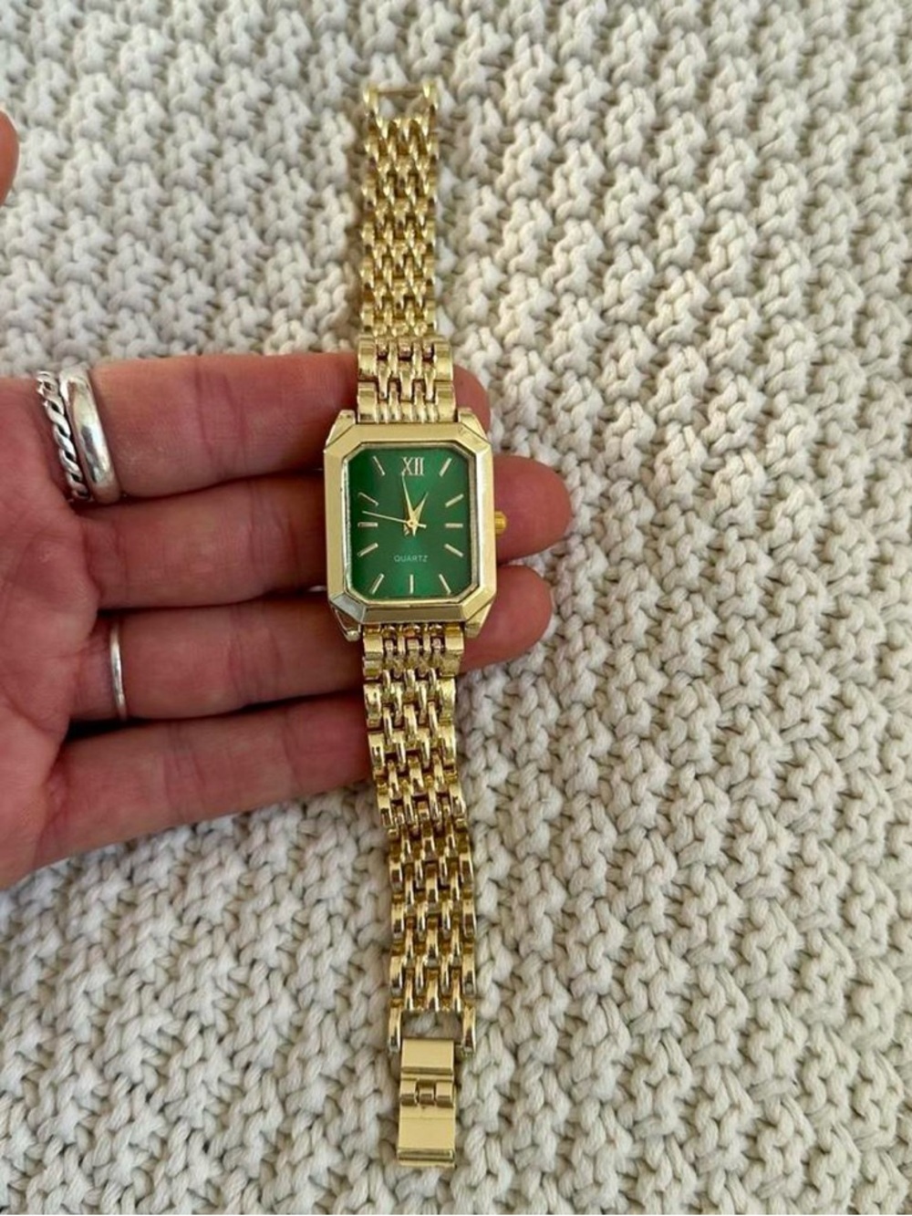 Green & Gold Stainless Steel Quartz Movement Watch